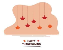 Happy Thanksgiving With Maple Leaf Flat vector