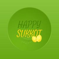 realistic happy sukkot design with dual etrog and palm leaves vector