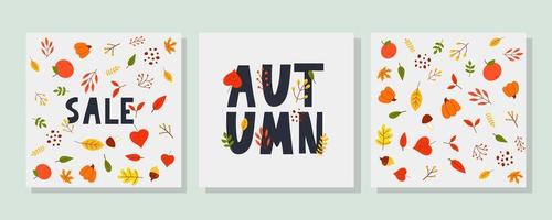 Ilustración de otoño, banner, vector, otoño, letras, tarjeta vector