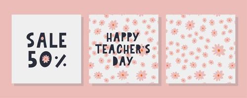 Happy Teacher's Day Flowers vector