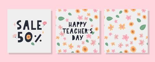 Happy Teacher's Day Flowers vector