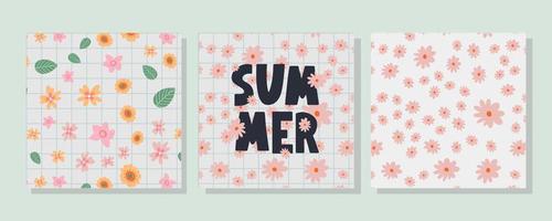 Banner de venta de verano con vector de letra de flores