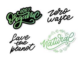 100 Natural set Vector Lettering Stamp Illustration slogan calligraphy