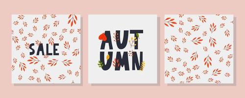 Ilustración de otoño, banner, vector de venta, otoño, letras, tarjeta