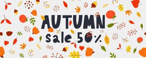 Autumn sale banner illustration, banner, vector, fall, lettering, card vector