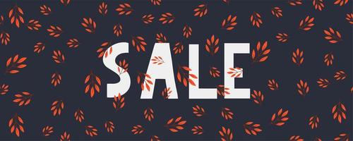 Ilustración de venta de otoño, banner, vector, otoño, letras, tarjeta vector