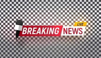Isolated vector heading of Breaking news. Template title bar of news