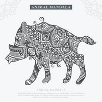Farm Animal Mandala Vector. Vintage decorative elements. vector