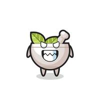 evil expression of the herbal bowl cute mascot character vector