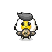 the MMA fighter fried egg mascot with a belt vector