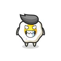 evil expression of the fried egg cute mascot character vector