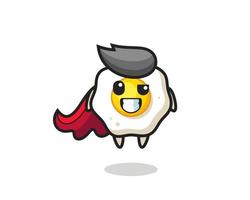 the cute fried egg character as a flying superhero vector