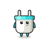 cute electric plug character with suspicious expression vector