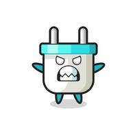 wrathful expression of the electric plug mascot character vector