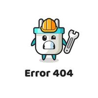 error 404 con la linda mascota del enchufe eléctrico vector