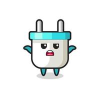 electric plug mascot character saying I do not know vector