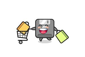 black Friday illustration with cute floppy disk mascot vector
