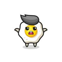 fried egg mascot character saying I do not know vector