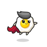 cute fried egg superhero character is flying vector