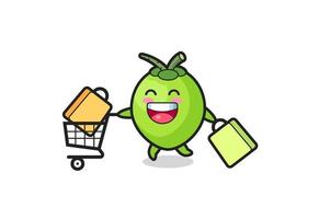 black Friday illustration with cute coconut mascot vector