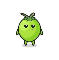 cute coconut character with suspicious expression vector