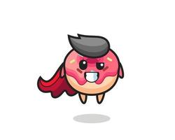 the cute doughnut character as a flying superhero vector