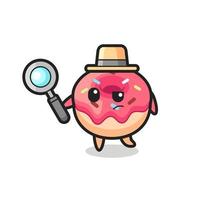 doughnut detective character is analyzing a case vector