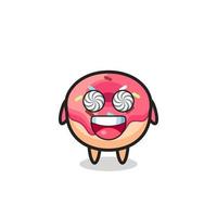 cute doughnut character with hypnotized eyes vector