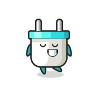 electric plug cartoon illustration with a shy expression vector