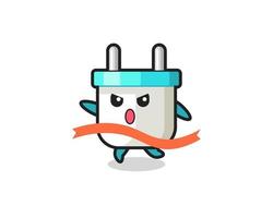 cute electric plug illustration is reaching the finish vector