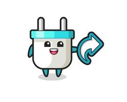 cute electric plug hold social media share symbol vector