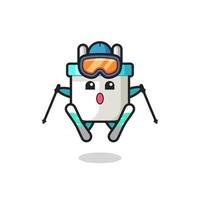 electric plug mascot character as a ski player vector