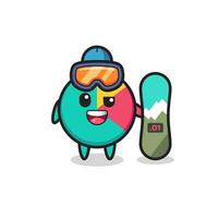 Illustration of chart character with snowboarding style vector