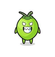 evil expression of the coconut cute mascot character vector