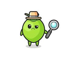 the mascot of cute coconut as a detective vector