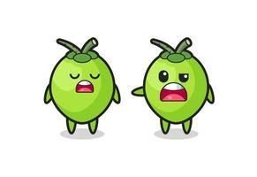 illustration of the argue between two cute coconut characters vector