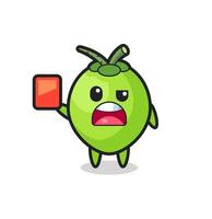 coconut cute mascot as referee giving a red card vector