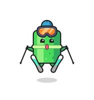 bamboo mascot character as a ski player vector