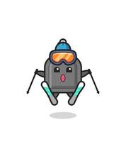 car key mascot character as a ski player vector