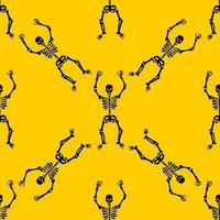 Seamless pattern with black skeletons, dancing and having fun vector