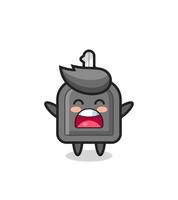 cute car key mascot with a yawn expression vector