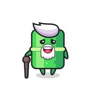 cute bamboo grandpa is holding a stick vector