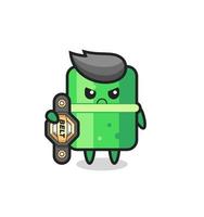 bamboo mascot character as a MMA fighter with the champion belt vector