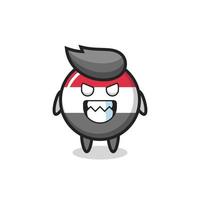 evil expression of the yemen flag badge cute mascot character vector