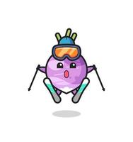 turnip mascot character as a ski player vector