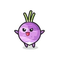 naughty turnip character in mocking pose vector