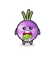 the cute turnip character with puke vector