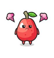 annoyed expression of the cute water apple cartoon character vector