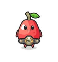 the MMA fighter water apple mascot with a belt vector