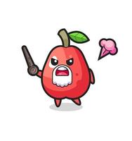 cute water apple grandpa is getting angry vector